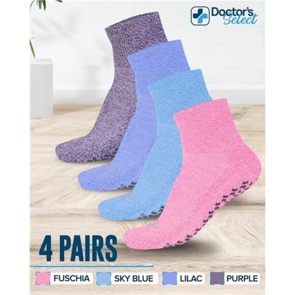 Diabetic Ankle Socks with Grippers for Men and Women - 4 Pair 1/4 Length Socks - Picture 5 of 7